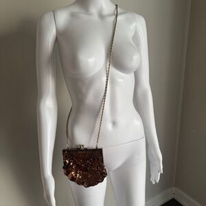Vintage Sequin Beaded Crossbody Purse With Kiss Lock Closure NWT